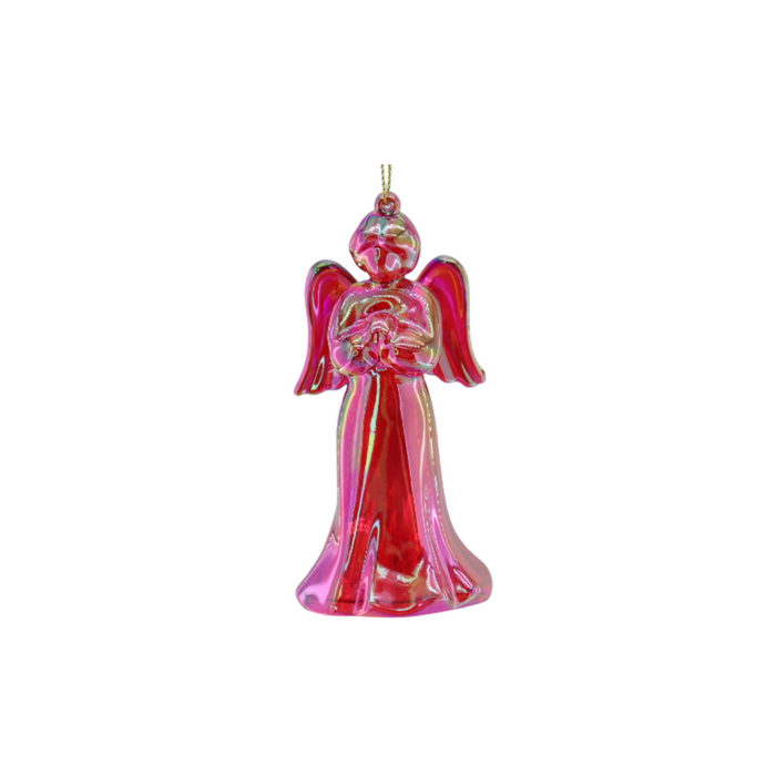 Kersthanger -  Engel - Kunststof - Rood -  6x5,5x11 cm