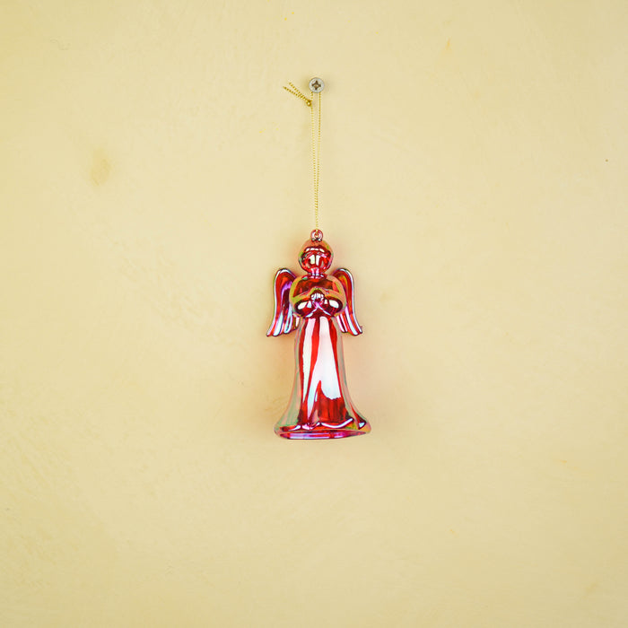 Kersthanger -  Engel - Kunststof - Rood -  6x5,5x11 cm