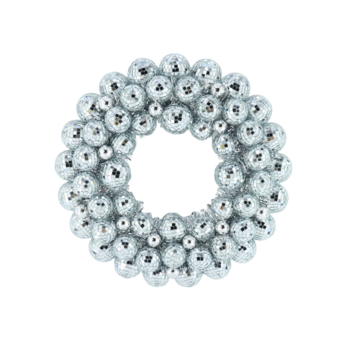 Kerstversiering -  Kerst Krans Discobalballen Kunststof - Zilver - 40x40x7.5 cm