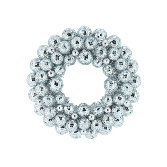 Kerstversiering -  Kerst Krans Discobalballen Kunststof - Zilver - 40x40x7.5 cm