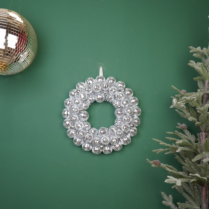 Kerstversiering -  Kerst Krans Discobalballen Kunststof - Zilver - 40x40x7.5 cm