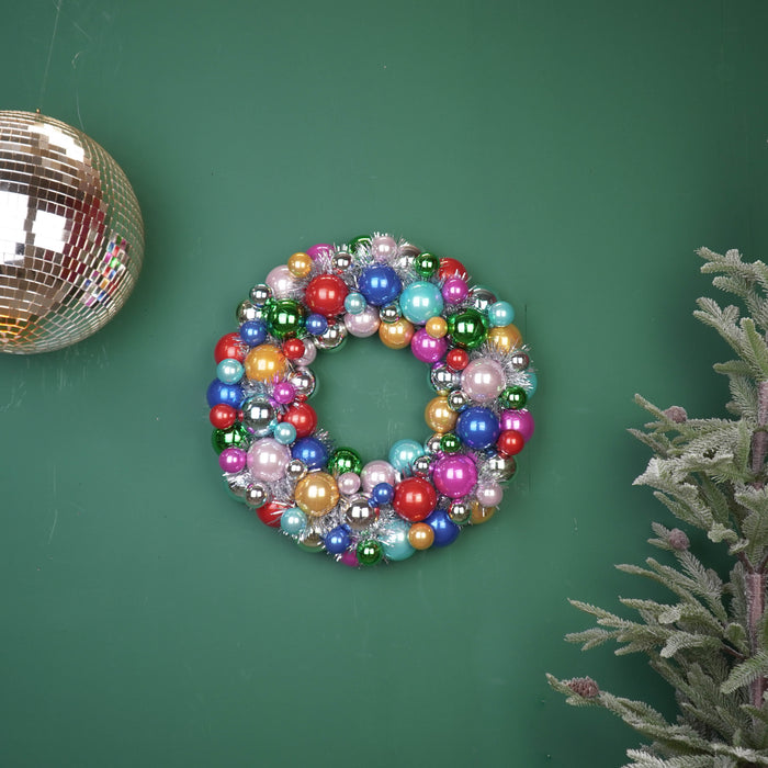 Kerstversiering -  Kerst Krans Kerstballen -  Kunststof -  Multicolour - 34x10 cm