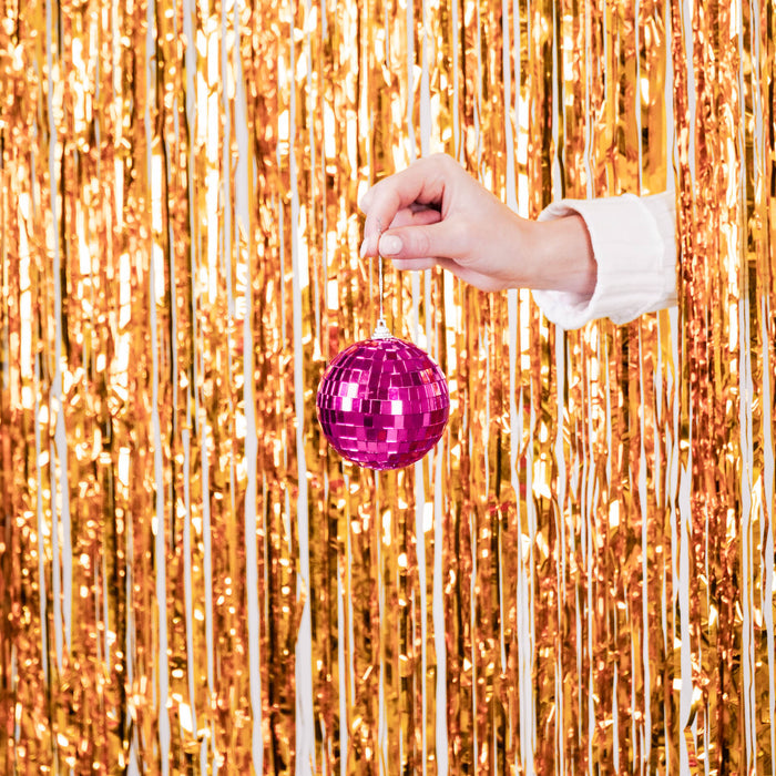 Kerstversiering -  Kersthanger - Discobal - Foam - Roze - 10x10x10cm