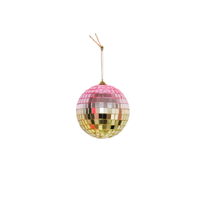 Kerstversiering -  Kersthanger - Discobal - Foam - Roze/Goud - 10x10x10cm