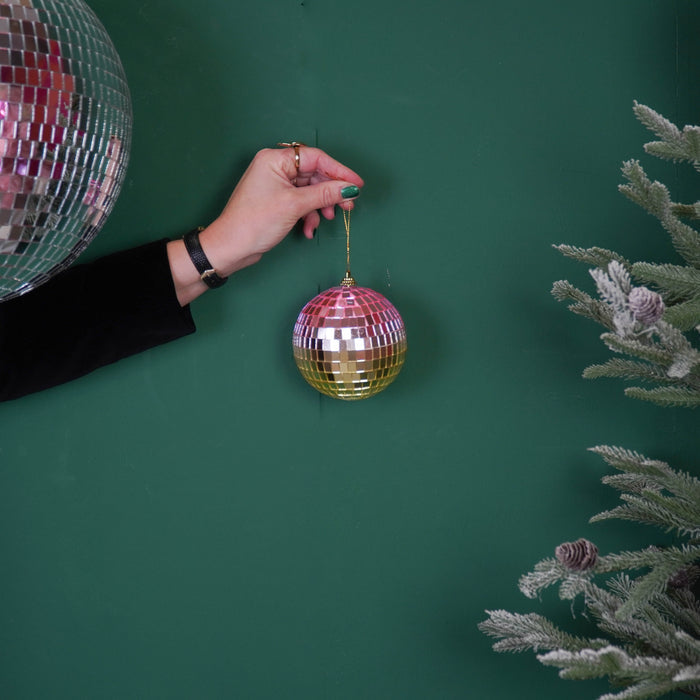 Kerstversiering -  Kersthanger - Discobal - Foam - Roze/Goud - 10x10x10cm