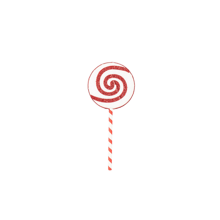 Kerstversiering - Lolly - Wit/ Rood -  Foam -  25x63cm