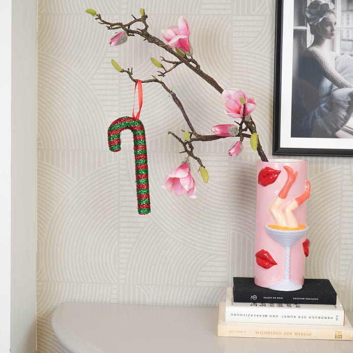 Kerstversiering - Zuurstok - Groen/ Rood - Foam -  21 cm