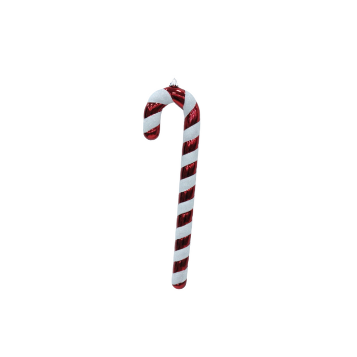 Kerstversiering -  Zuurstok -  Kunststof -  Rood/ Wit - 11x3x42 cm