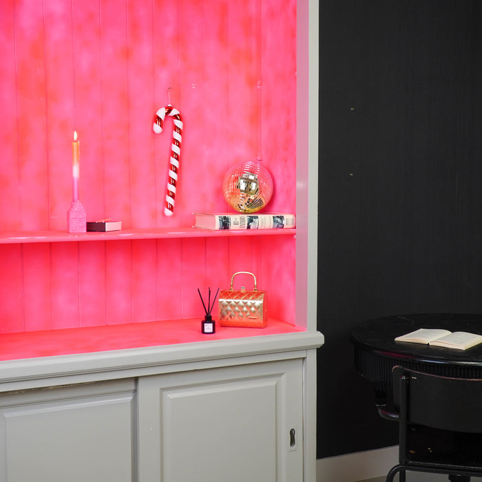 Kerstversiering -  Zuurstok -  Kunststof -  Rood/ Wit - 11x3x42 cm