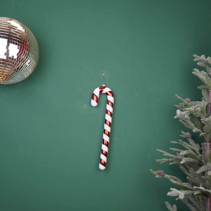 Kerstversiering -  Zuurstok -  Kunststof -  Rood/ Wit - 11x3x42 cm