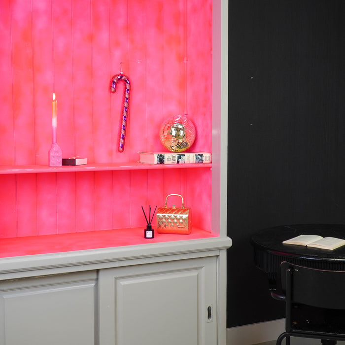 Kerstversiering -  Zuurstok -  Kunststof -  Roze/Rood  - 11x3x42 cm