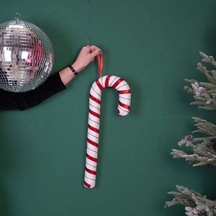 Kerstversiering - Zuurstok - Wit/Rood - Foam -  52cm