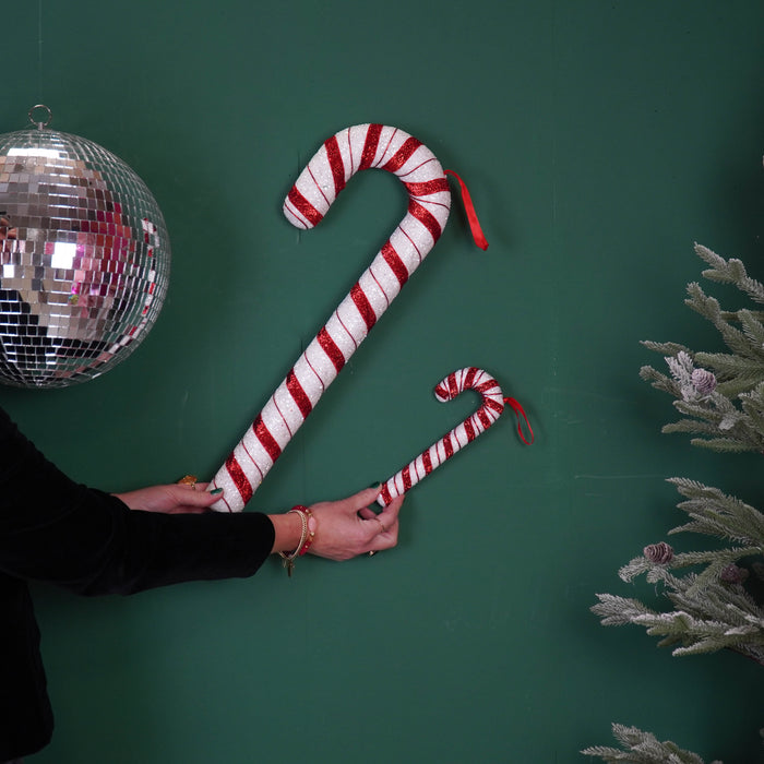Kerstversiering - Zuurstok - Wit/Rood - Foam -  52cm