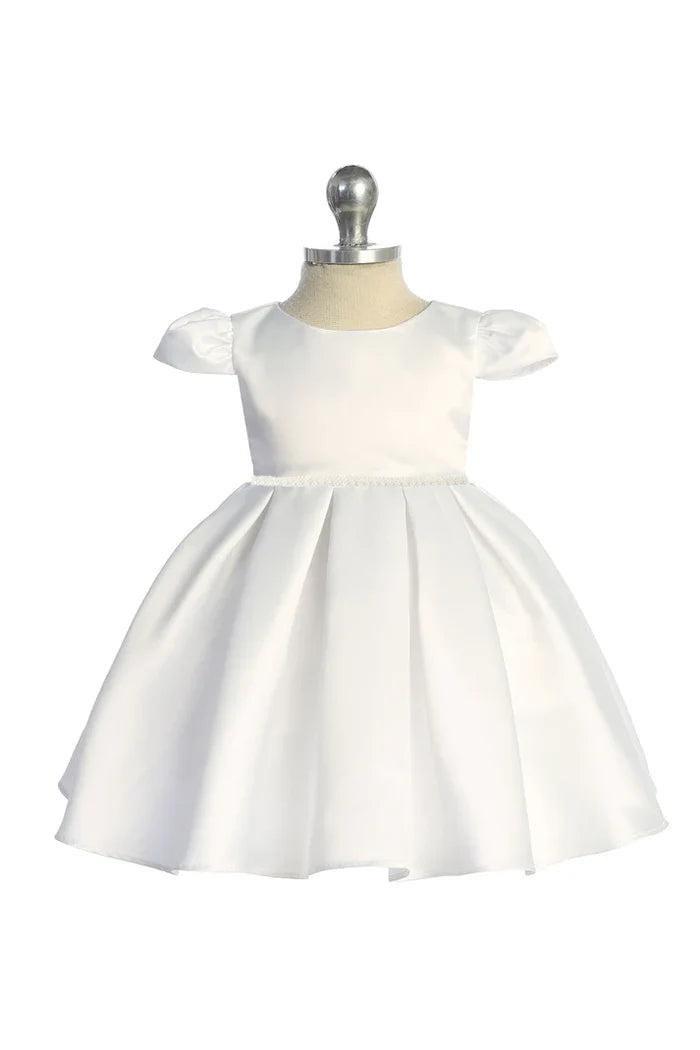 Kid's Dream Classic Pleated Baby Dress w/ Pearl-White