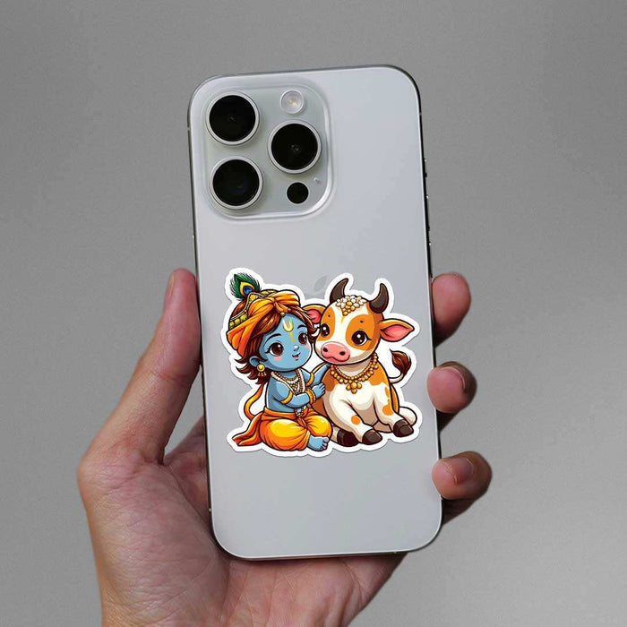 Krishna And Cow Sticker - Stickers | STICK IT UP