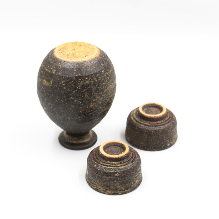 Kurokaki Tokkuri Sake Server and Cup Set