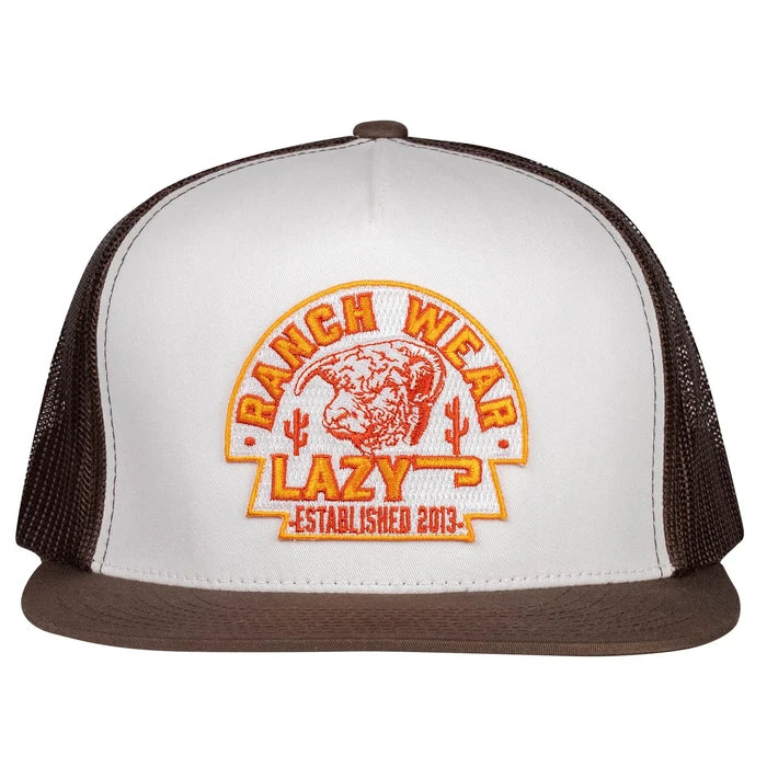Lazy J Ranch White & Brown Rusty Arrowhead Classic Five Panel Trucker Hat