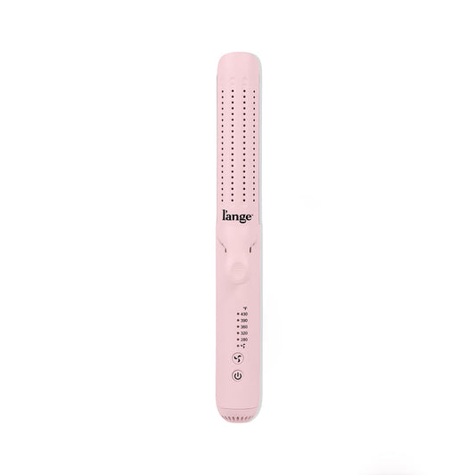 L'ange Le Duo Edge flat iron in blush pink on a white background.