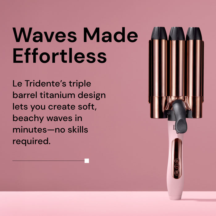 Waves made effortless with Le Tridente against a blush background.