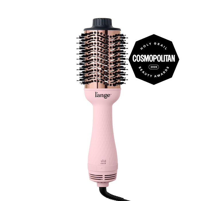 L'ange Le Volume 75MM Blush hair volumizing brush dryer, displayed  on a white background, featuring a Cosmopolitan Holy Grail Beauty Awards 2026 badge