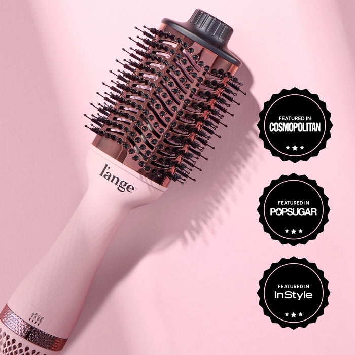 Le Volume flat facing with badges on the different press this tool has been featured in: Cosmo, POPSUGAR, InStyle.