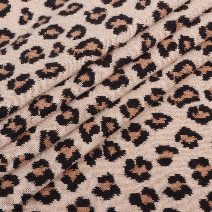 Leopard Animal - Organic Jacquard Sweater Knit Baby Blanket in Oat Heather