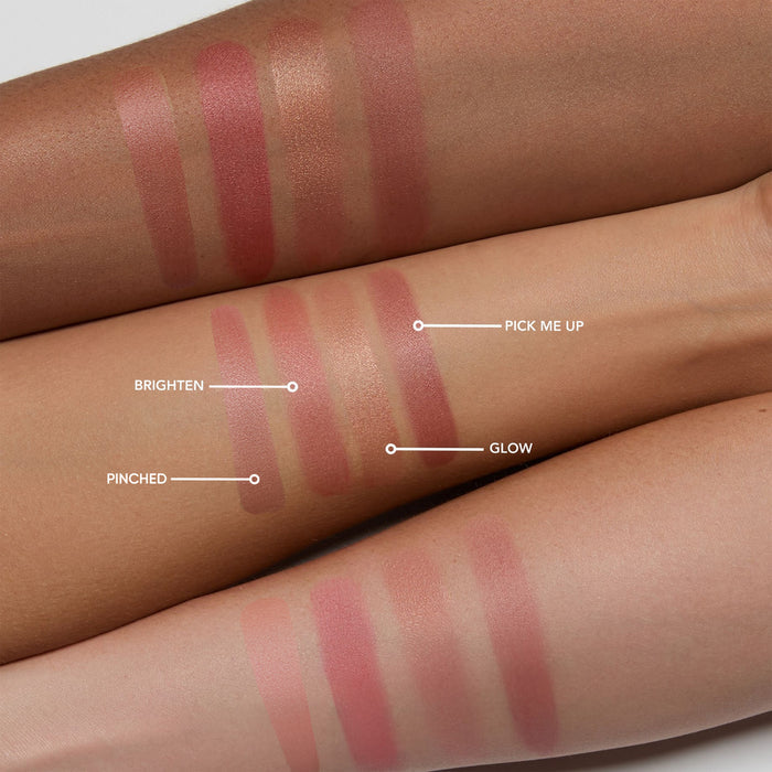 color glow swatches on a person's arm