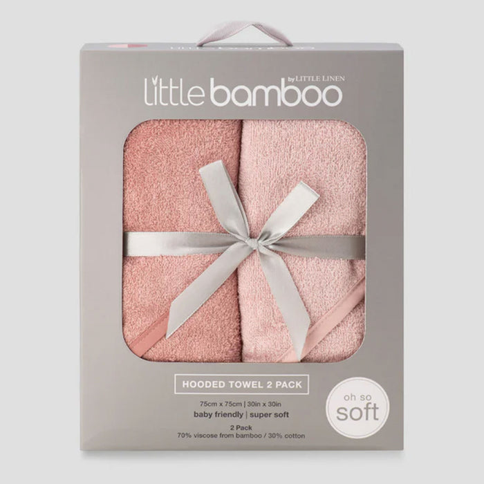 Little Bamboo Baby Hooded Towel 2PK - Dusty Rose