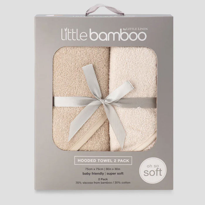 Little Bamboo Baby Hooded Towel 2PK - Ice Coffee