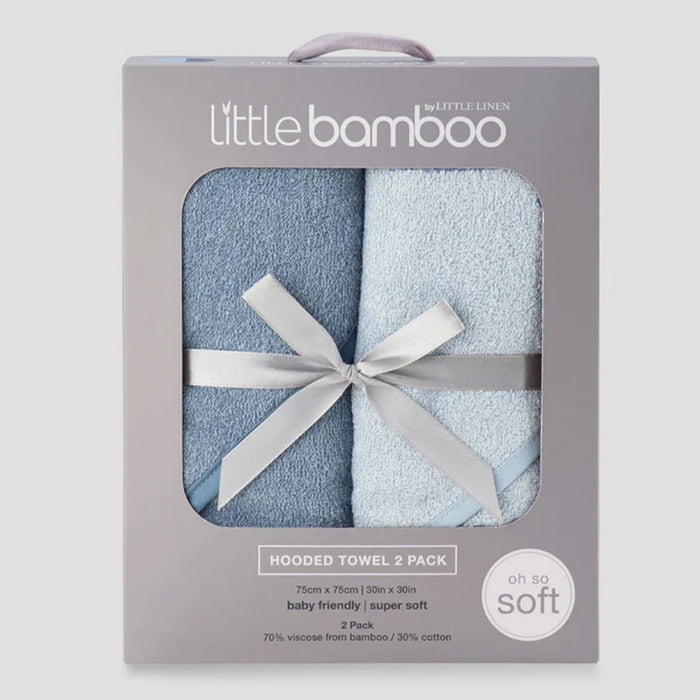 Little Bamboo Baby Hooded Towel 2PK - Retro Blue