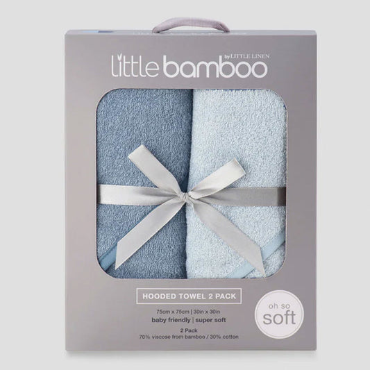 Little Bamboo Baby Hooded Towel 2PK - Retro Blue