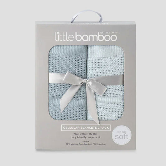 Little Bamboo Cellular Bassinet Blanket Retro Blue - 2 Pack