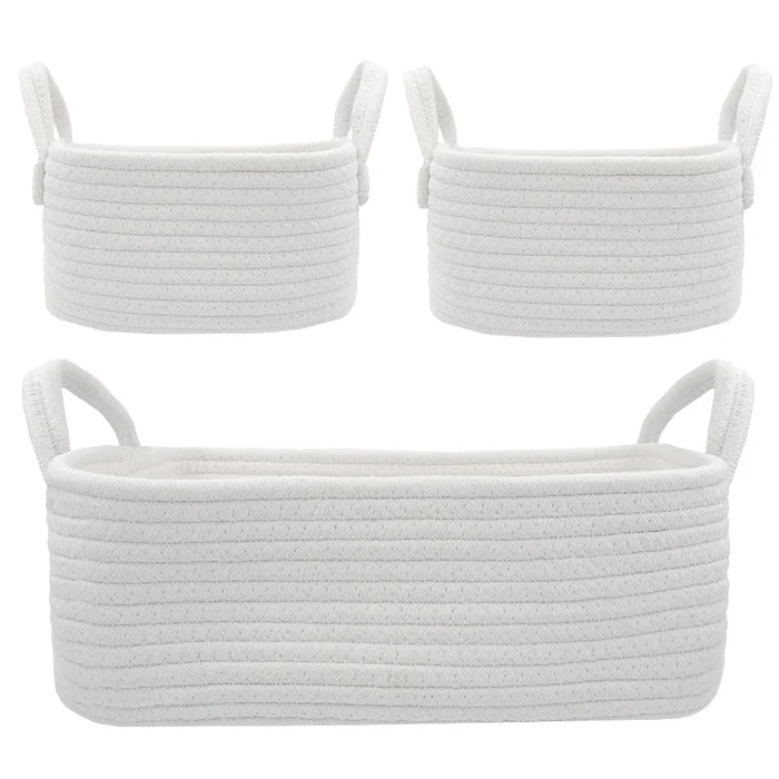 Living Textiles 3 Pc Cotton Rope Storage Set - White