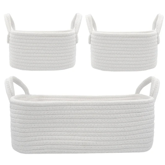 Living Textiles 3 Pc Cotton Rope Storage Set - White