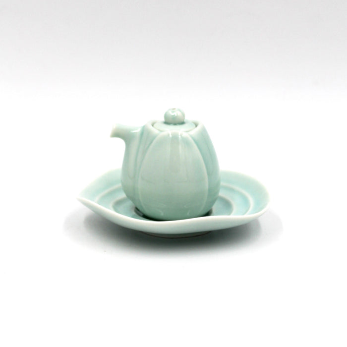 Lotus Bluegreen Soy Sauce Cruet and Saucer Set