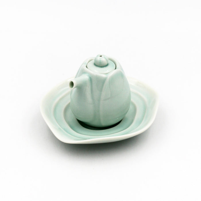 Lotus Bluegreen Soy Sauce Cruet and Saucer Set