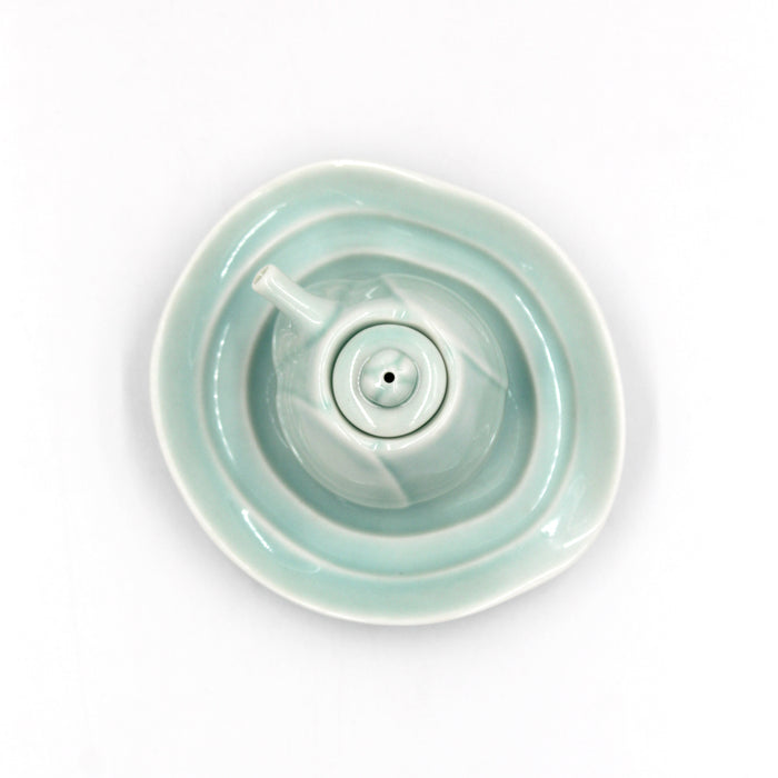 Lotus Bluegreen Soy Sauce Cruet and Saucer Set