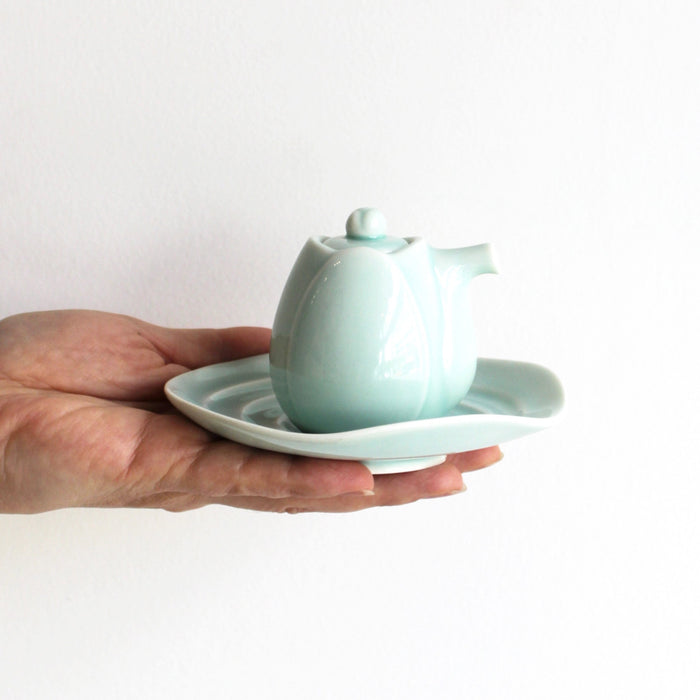 Lotus Bluegreen Soy Sauce Cruet and Saucer Set