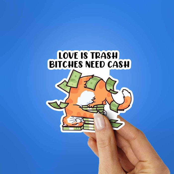 Love Is Trash Bitches Need Cash Sticker - Stickers | STICK IT UP