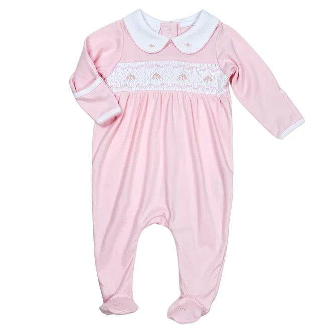 Magnolia Baby Emily Smocked Collared Footie-Pink