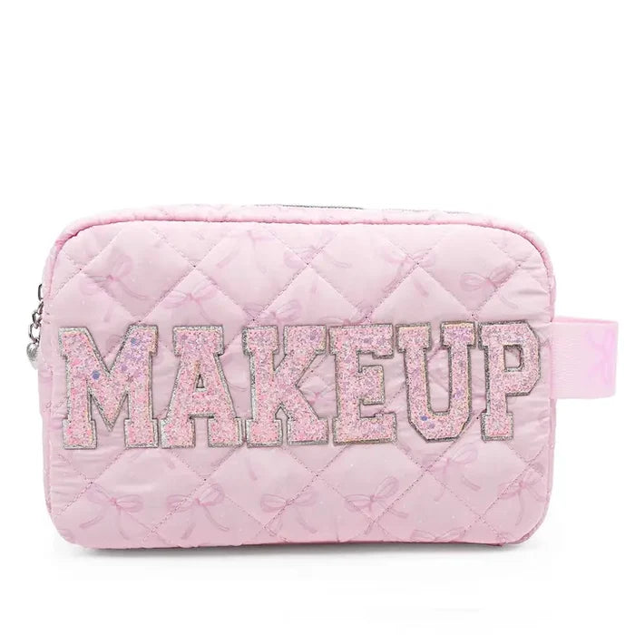 Makup Bow Printed Quilted Pouch