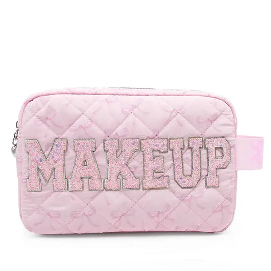 Makup Bow Printed Quilted Pouch