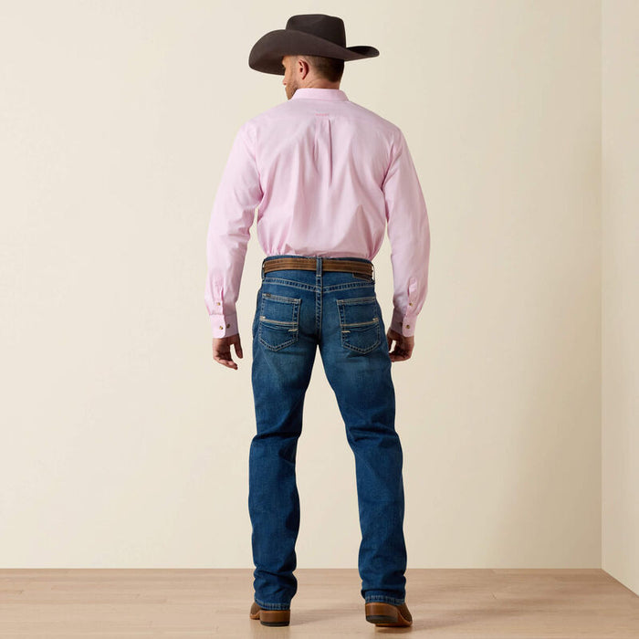 Men's Ariat Mc5 straight leg jeans. Rear view showing pocket detailing.