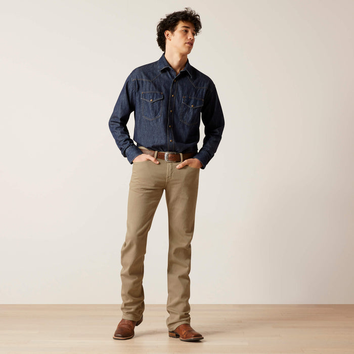 Men's Ariat M7 Straight jeans in Khaki. Full front view