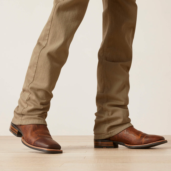 Men's Ariat M7 Straight jeans in Khaki. Bottom view