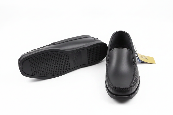Men's Black Leather Loafer Shoes Sebago - white background