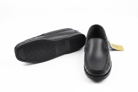 Men's Black Leather Loafer Shoes Sebago - white background