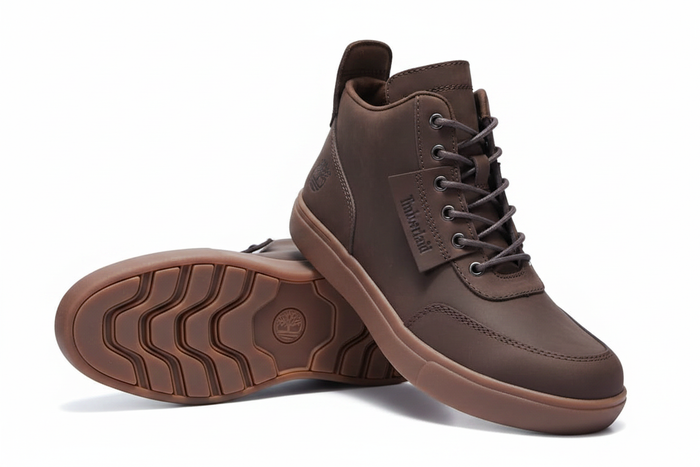 Men's Brown Leather Lace-Up Ankle Boots on white background