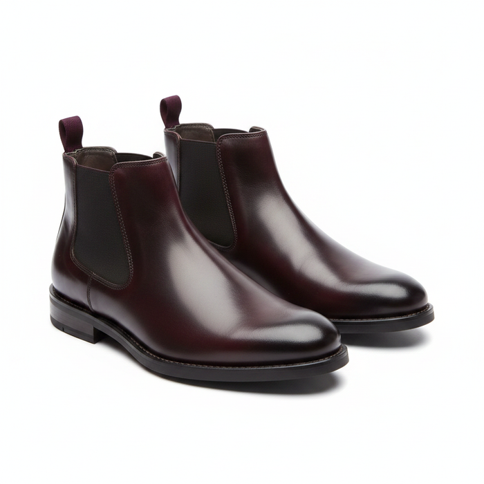 Men's Burgundy Chelsea Leather Boots