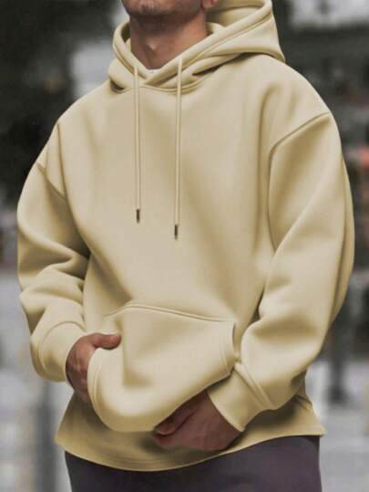 Men's Drop Shoulder Hoodie - Oversized Streetwear Style